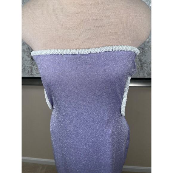 BAOBAB Mambo Strapless Cutout Beaded Metallic Roseira Purple Maxi Dress Size L - Picture 4 of 8